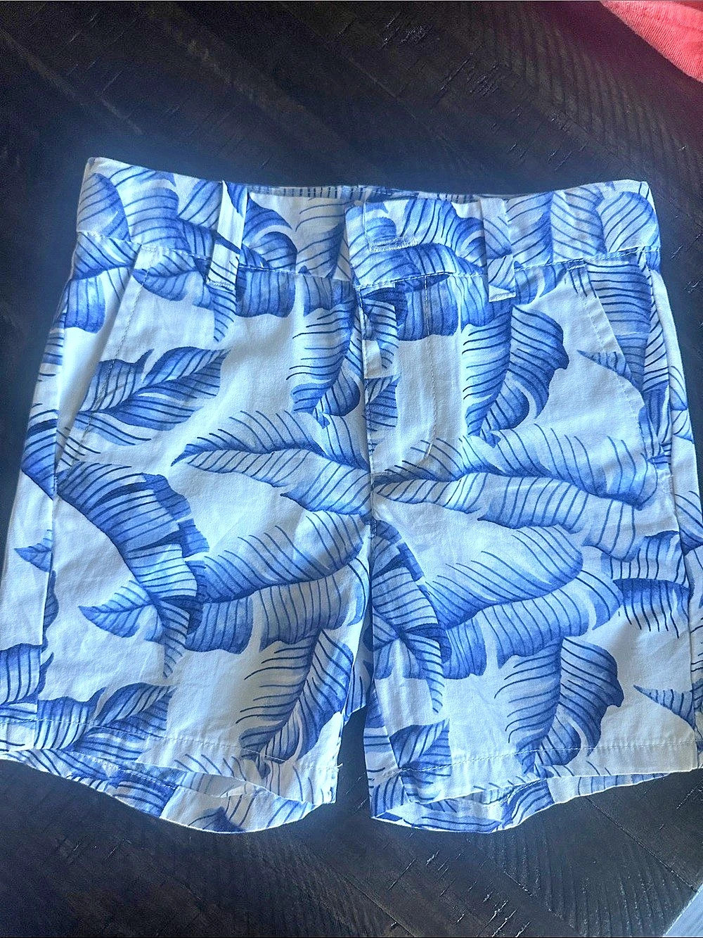 Janie and Jack Dreamy Blue Tropical Leaf Shorts Swim Trunks Blue & White 2T